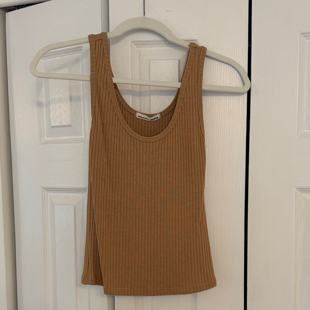 Reformation Ribbed Brown Tank Top